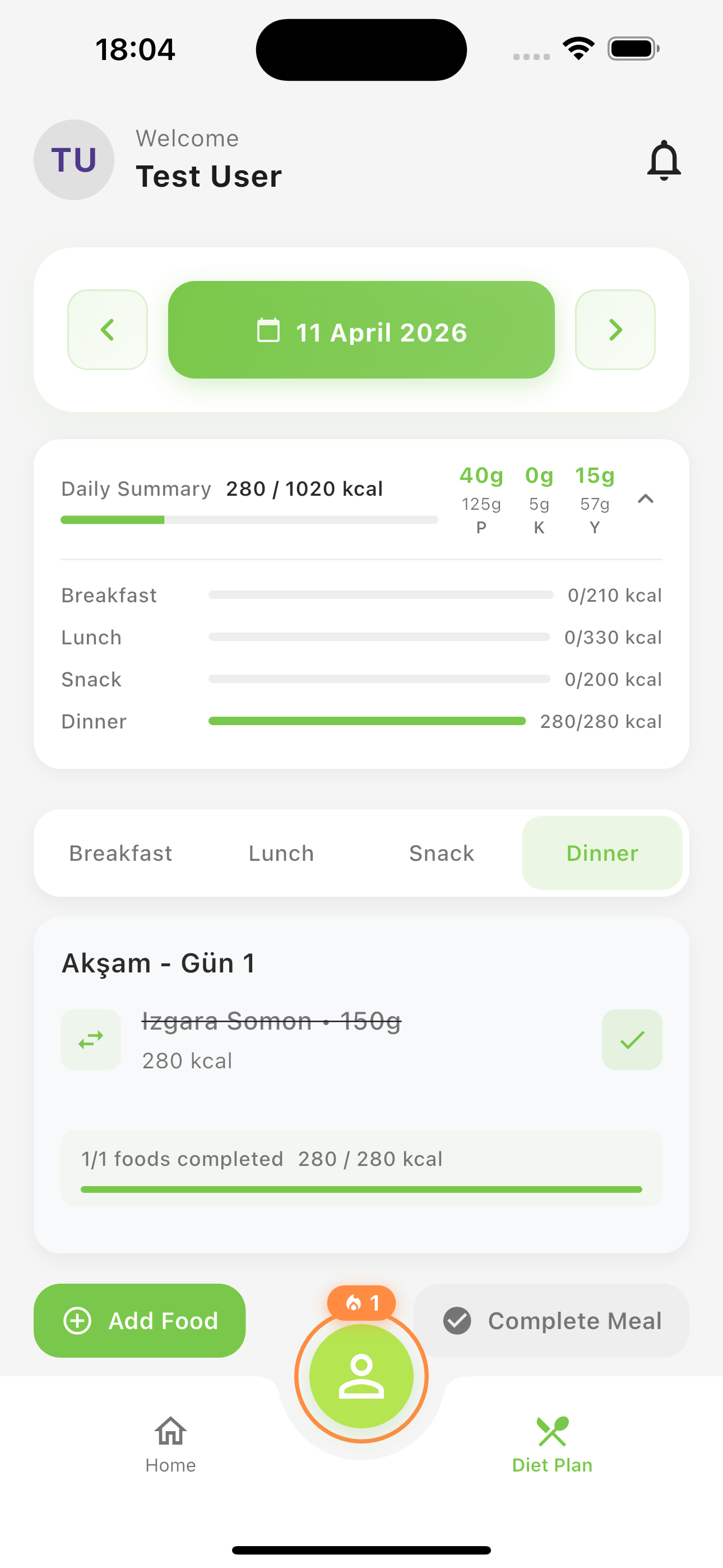 Mobile app screen